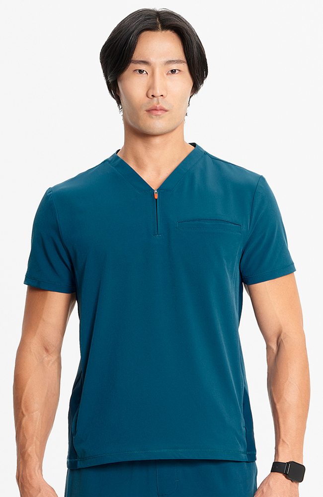 Men's Partial Zip V-Neck Scrub Top | Infinity Scrubs