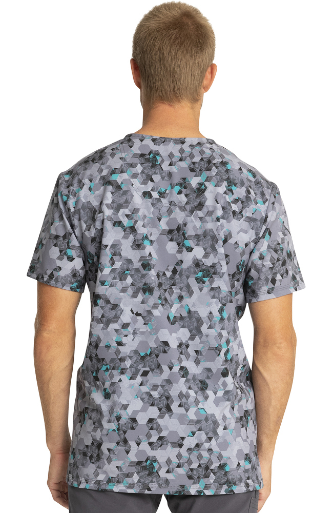 Fashion Prints by Cherokee Men's V-Neck Nautical Print Scrub Top Clearance